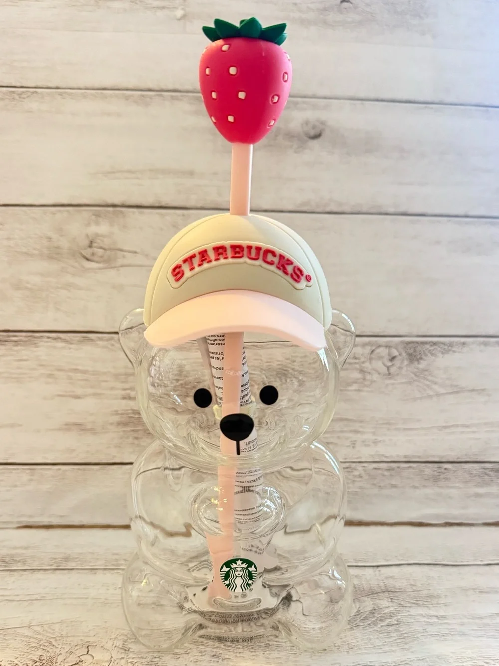 New 2026 Starbucks Bearista Bear Cup Tumblers Strawberry Topper Baseball cap